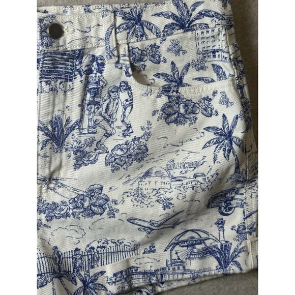 American Apparel Denim Blue Toile LA California Print Shorts Sz 32 Women's 14 - Picture 2 of 6